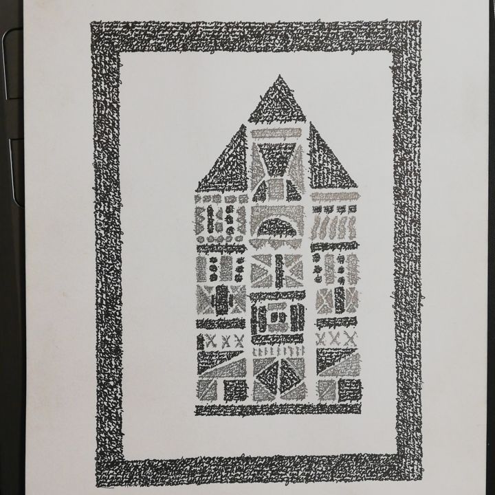 Zeichnungen mit dem Titel "La casa" von Kevin Schaller, Original-Kunstwerk, Kugelschreiber