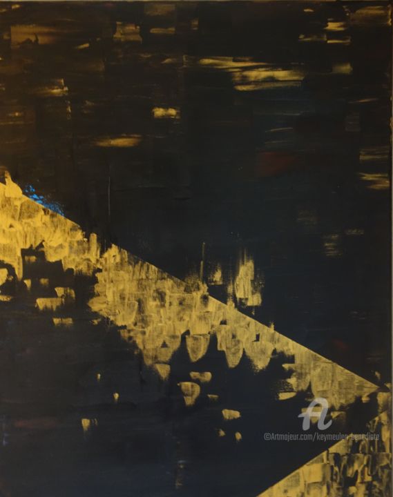 Peinture intitulée "gold&universe" par Bénédicte Keymeulen (LaraKey), Œuvre d'art originale, Acrylique Monté sur Châssis en…