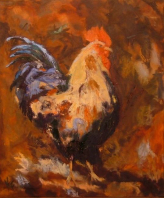 Painting titled "Winston the Arrogan…" by Kathleen Farmer, Original Art, Oil