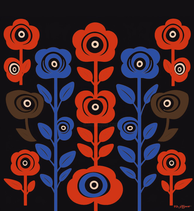 "Red and blue rose" başlıklı Dijital Sanat Kh_yaguar tarafından, Orijinal sanat, Dijital Resim
