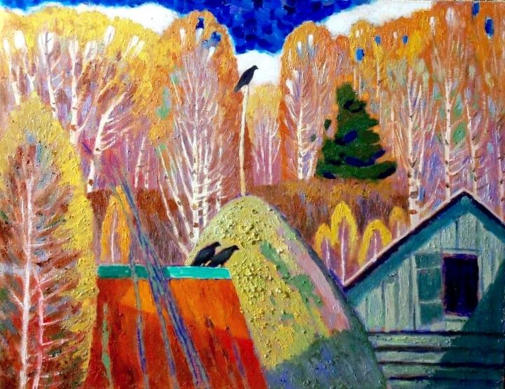 Painting titled "Autumn in the Villa…" by Valerii Khabarov, Original Artwork, Oil