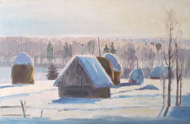 Pittura intitolato "December" da Valerii Khabarov, Opera d'arte originale, Olio