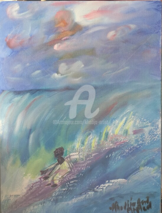 Peinture intitulée "Suefez sur la vague…" par Khadija Bent Ahmed, Œuvre d'art originale, Huile