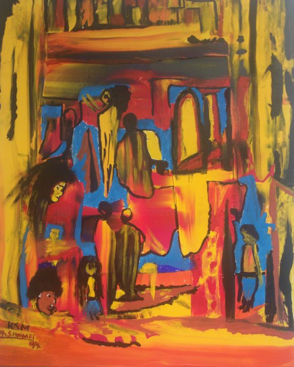 Malerei mit dem Titel "La rage  de l'espoi…" von Khadija Sadek Moudafi, Original-Kunstwerk, Acryl