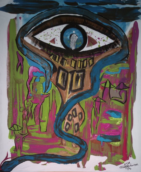 Painting titled "le  caducée  et la…" by Khadija Sadek Moudafi, Original Artwork, Acrylic