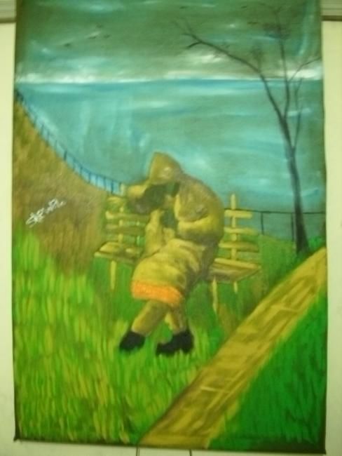 Painting titled "the homeless woman" by Stewa, Original Artwork