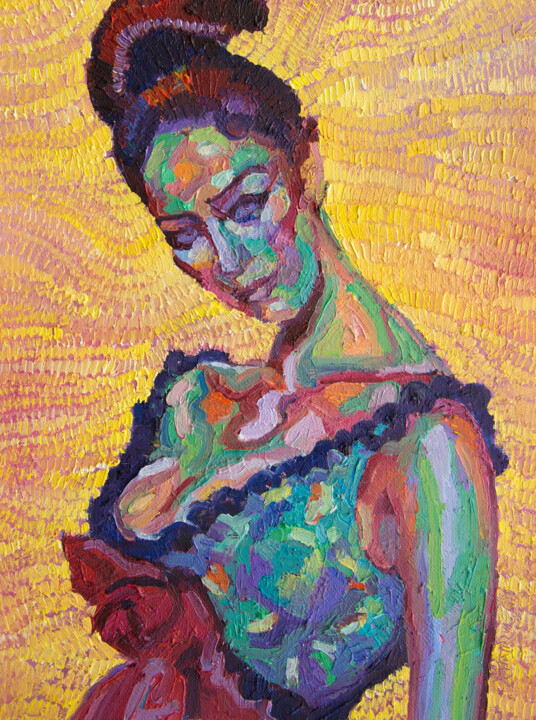 Pintura intitulada "Flamenco" por Khairzul Ghani, Obras de arte originais, Óleo Montado em Armação em madeira