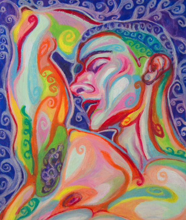 Schilderij getiteld "Psyche" door Khairzul Ghani, Origineel Kunstwerk, Pastel Gemonteerd op Canvas brancard