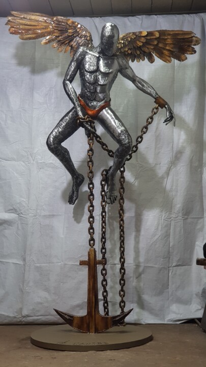 Sculpture titled "L' ancré" by Khalid Darnaoud, Original Artwork, Metals