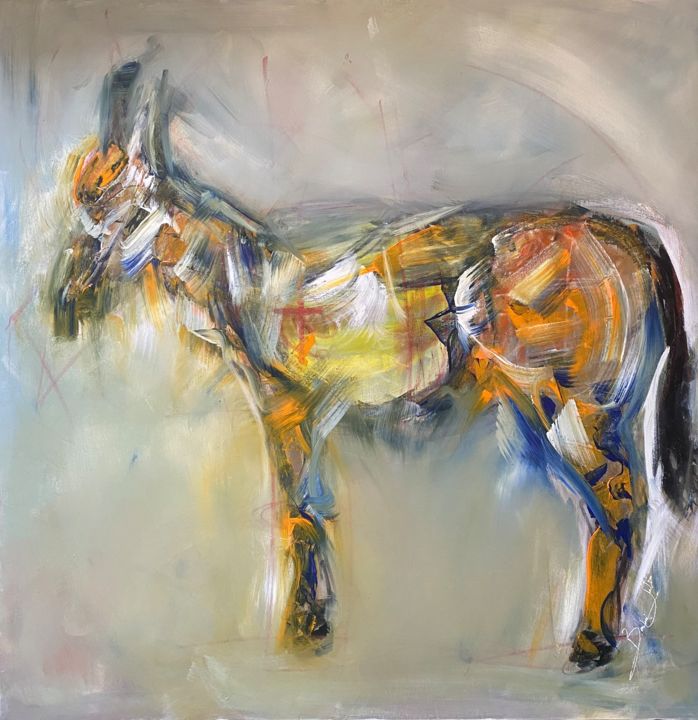 Peinture intitulée "Colorful donkey" par Khalil Boubekri, Œuvre d'art originale, Acrylique