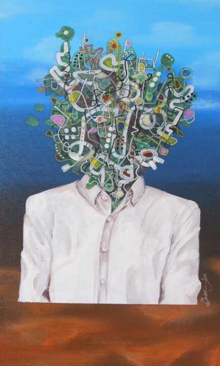 Peinture intitulée "Moi" par Khalil Boubekri, Œuvre d'art originale, Acrylique