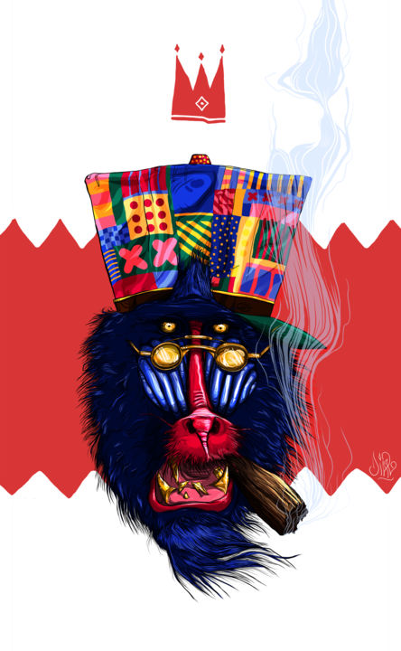 Arts numériques intitulée "MANDRILL" par K9, Œuvre d'art originale, Peinture numérique