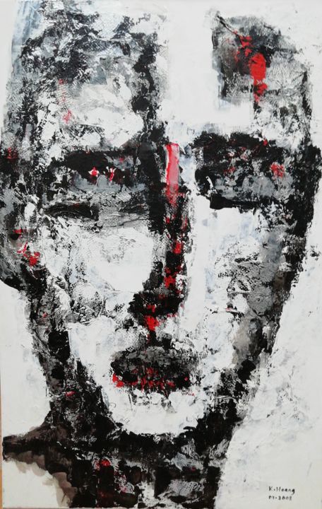 Painting titled "VISAGE" by Kham H, Original Artwork, Acrylic