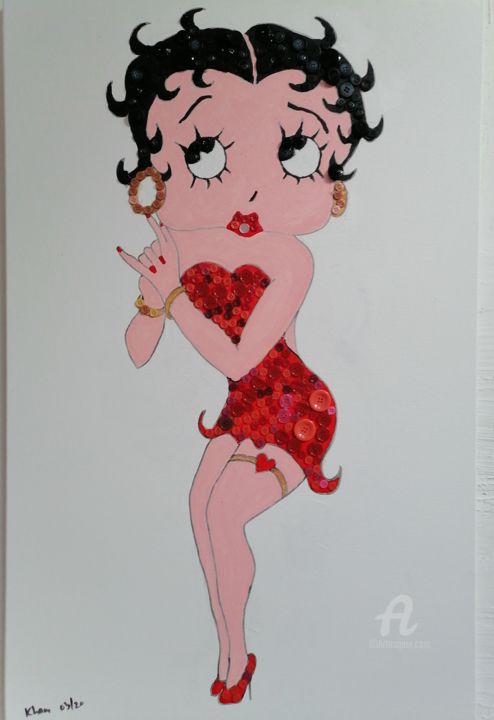 Painting titled "Betty Boop" by Kham H, Original Artwork, Acrylic