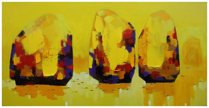 Painting titled "Sunrise on Halong b…" by Khanh The Bui, Original Artwork, Acrylic
