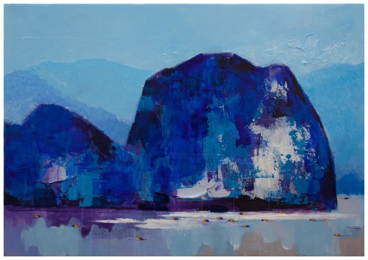 Painting titled "Blue mountain no.2" by Khanh The Bui, Original Art, Acrylic