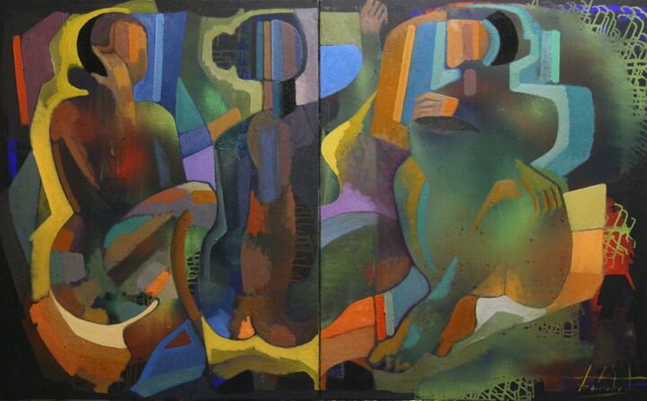 Картина под названием "The three graces. B…" - Zaza Kharabadze, Подлинное произведение искусства, Масло Установлен на Деревя…