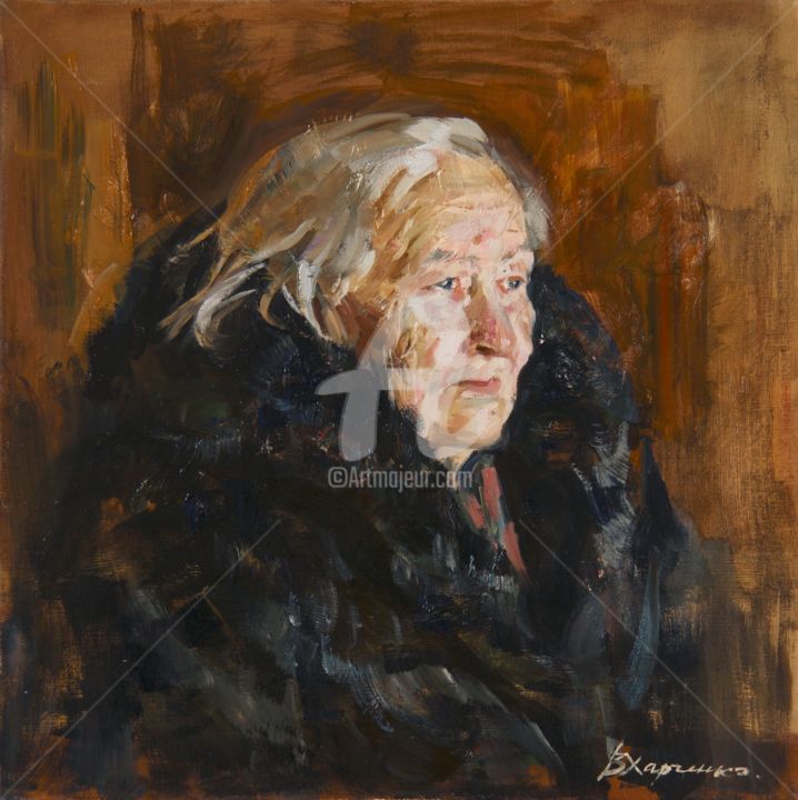Malerei mit dem Titel "Grandmother" von Valeriy Kharchenko, Original-Kunstwerk