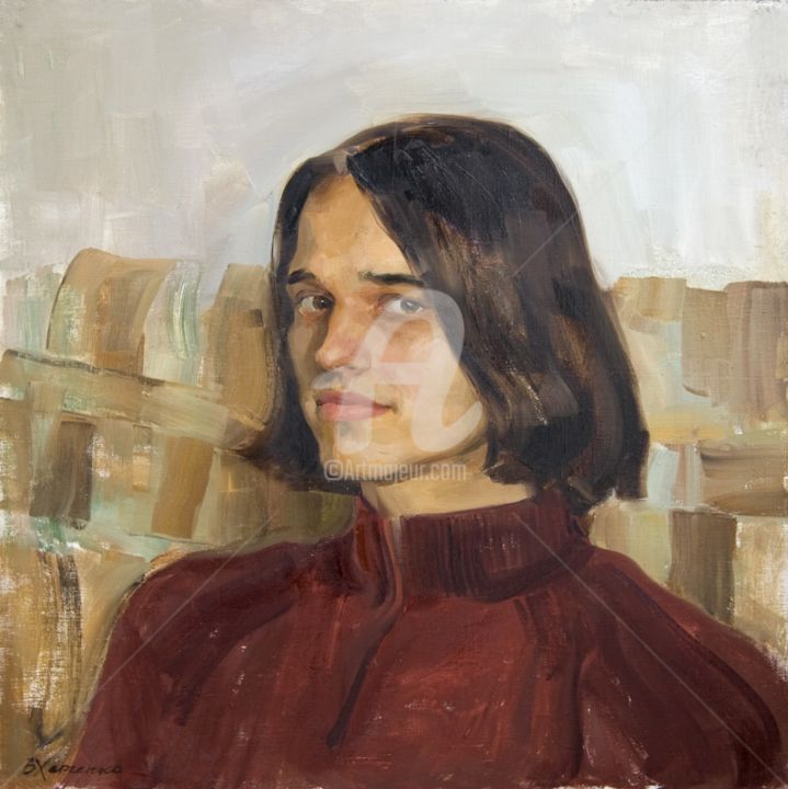 Peinture intitulée "Valeriy in red" par Valeriy Kharchenko, Œuvre d'art originale, Huile