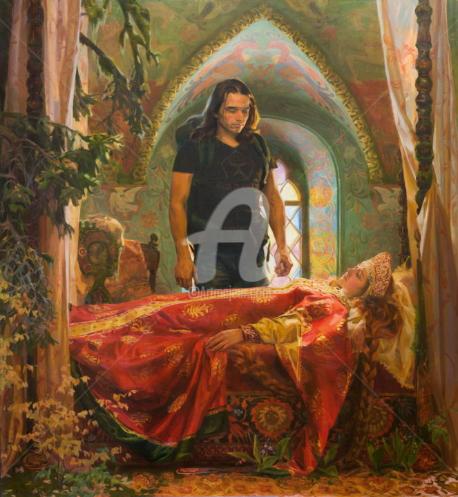 Schilderij getiteld "The Sleeping Beauty" door Valeriy Kharchenko, Origineel Kunstwerk