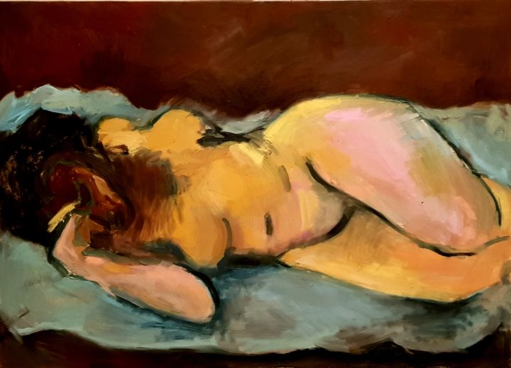 Painting titled "Nude" by Mariam Dolidze, Original Artwork, Oil