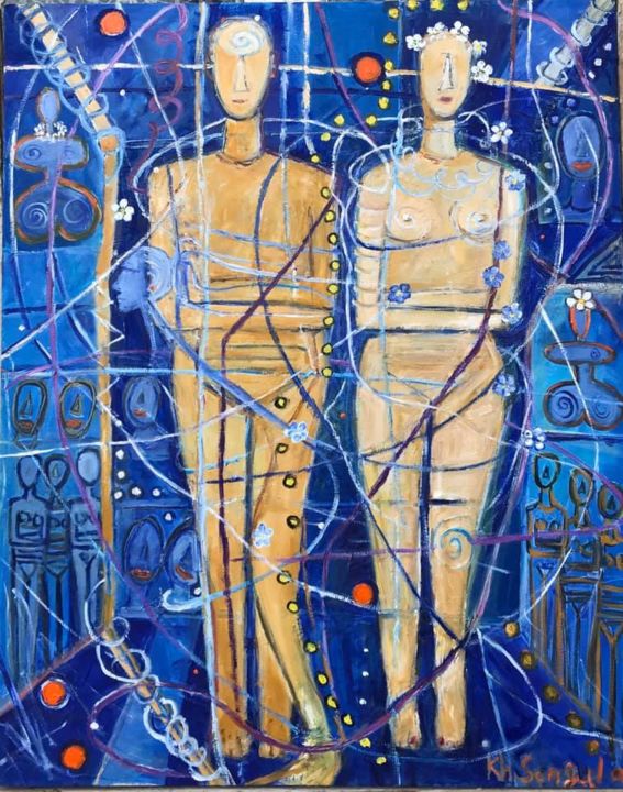 Peinture intitulée "Cyclades" par Khatuna Songulashvili, Œuvre d'art originale, Huile