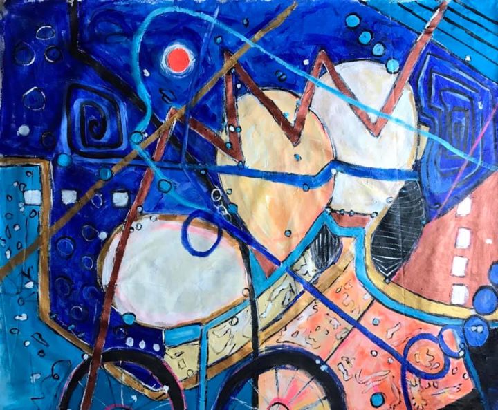 Картина под названием "Abstract compositio…" - Khatuna Songulashvili, Подлинное произведение искусства, Акрил