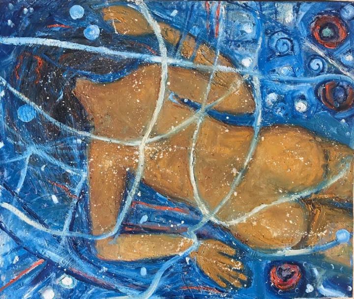 Картина под названием "Sleep" - Khatuna Songulashvili, Подлинное произведение искусства, Масло