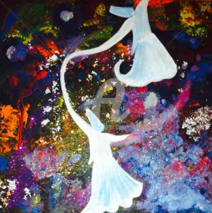 Peinture intitulée "dervish" par Khawla Ben, Œuvre d'art originale, Huile