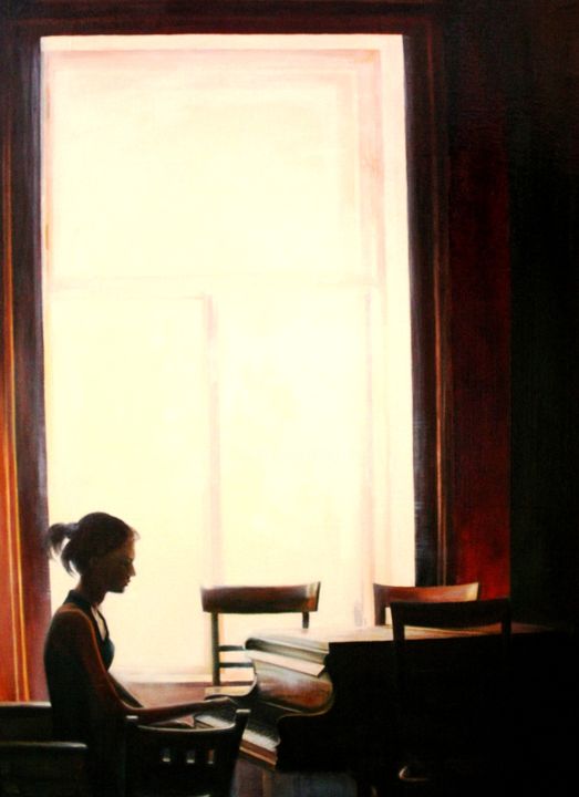 Картина под названием "Окно" - Валерий Семенихин, Подлинное произведение искусства, Масло Установлен на Деревянная рама для…