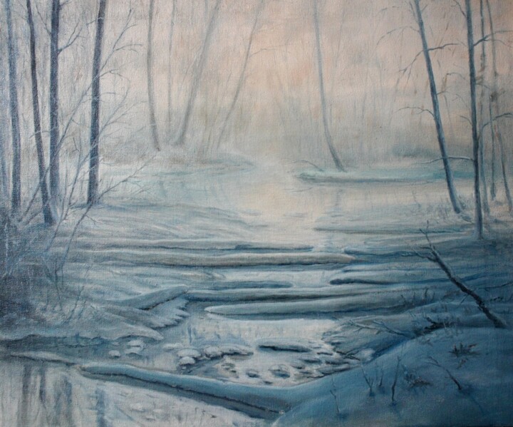 Картина под названием "Оттепель" - Валерий Семенихин, Подлинное произведение искусства, Масло Установлен на Деревянная рама…