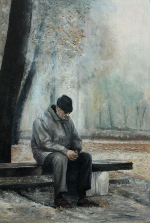 Pintura intitulada "Круговорот листьев…" por Valerii Semenikhin, Obras de arte originais, Óleo