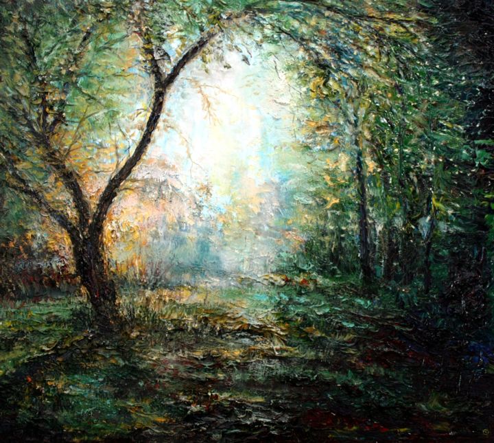 Painting titled "Яблоня" by Valerii Semenikhin, Original Artwork, Oil
