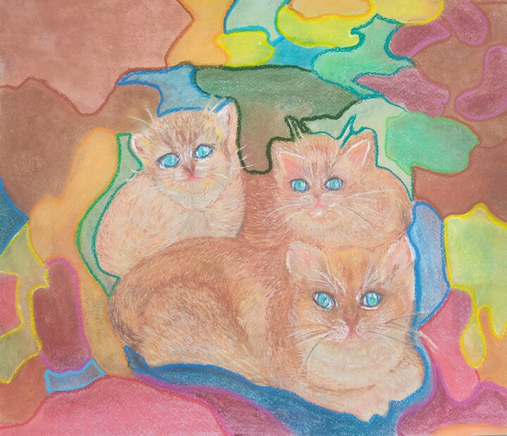 Dessin intitulée "lumps of happiness" par Khayrullina Venera Akhatovna (VeraKhay), Œuvre d'art originale, Pastel