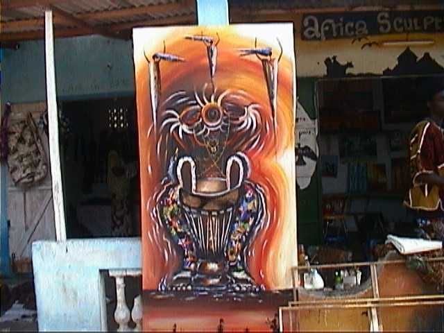 Pintura titulada "batteure  de djembe" por Sire Sylva, Obra de arte original, Oleo