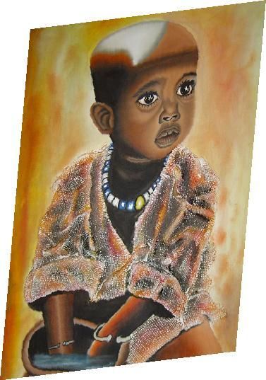 Painting titled "regard de l enfant" by Sire Sylva, Original Artwork