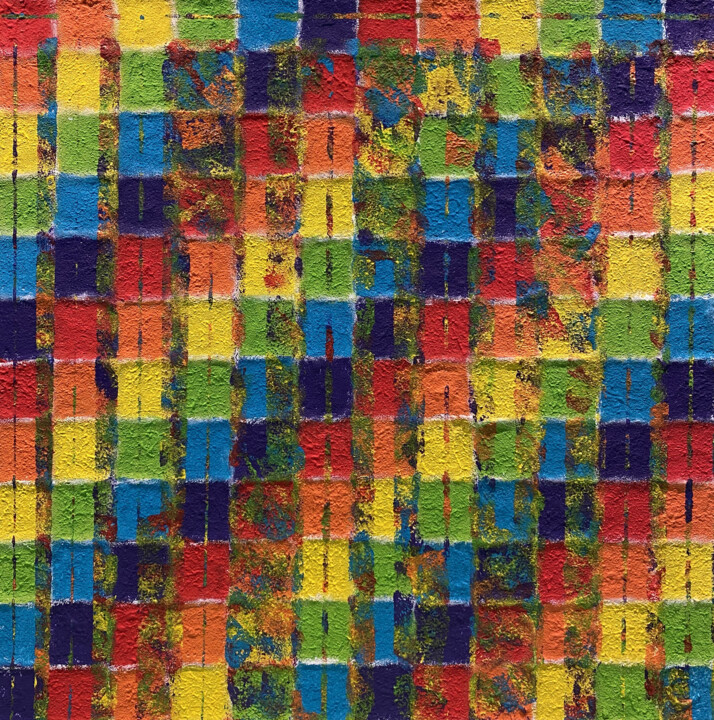 Peinture intitulée "DAMIER #2" par Khélène, Œuvre d'art originale, Acrylique Monté sur Châssis en bois