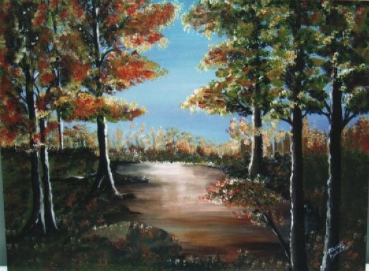 Peinture intitulée "Paysage d'automne 2…" par Saliha Khelifi, Œuvre d'art originale