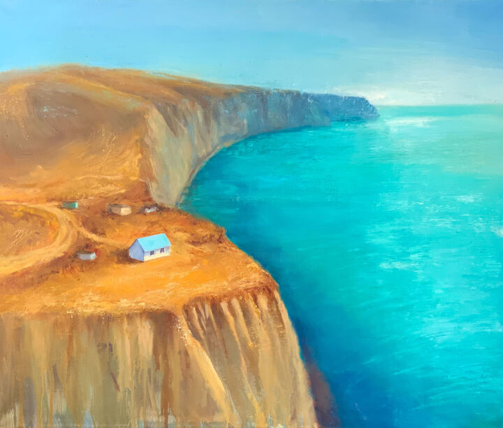 Картина под названием "High above the sea" - Olga Kholodova, Подлинное произведение искусства, Масло Установлен на Деревянна…