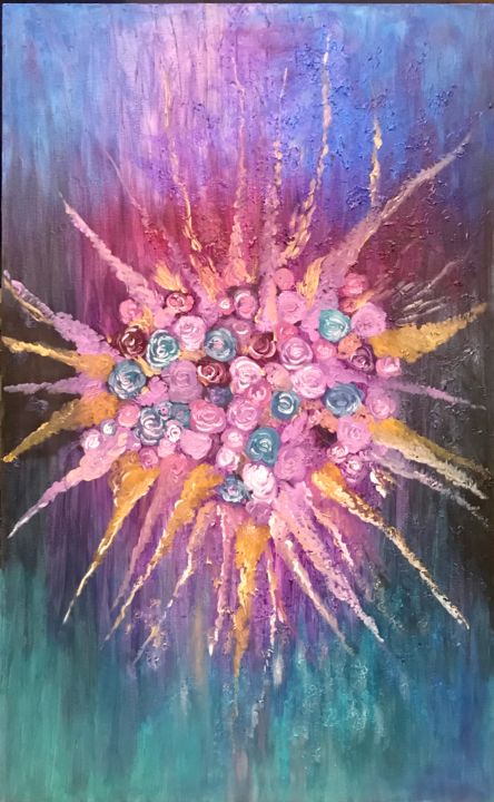 Painting titled "The explosion" by Kholoud Androwis, Original Art, Oil