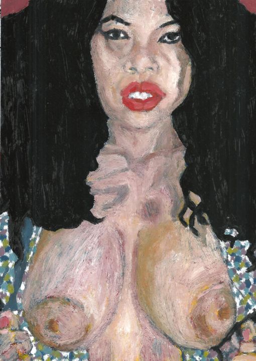 Pintura intitulada "Tina" por Léva Ossengue-Ndenguet, Obras de arte originais