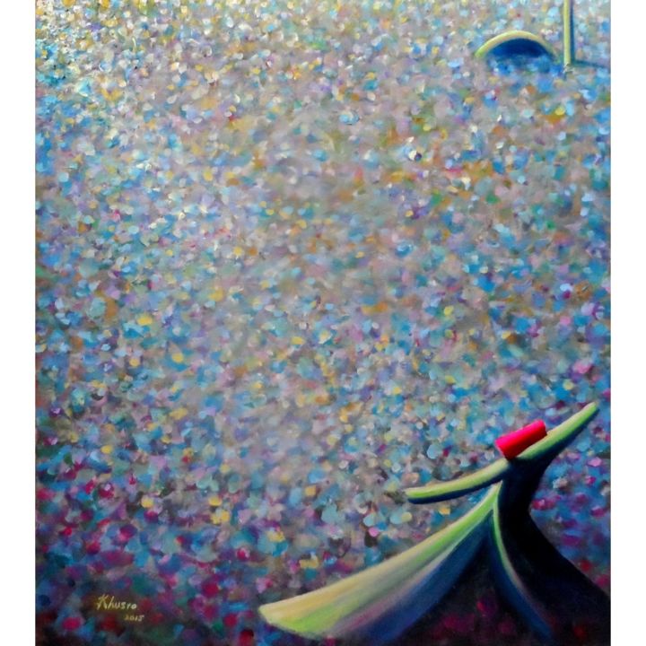 Painting titled "Purple Dervish & Mo…" by Khusro Subzwari, Original Art, Acrylic