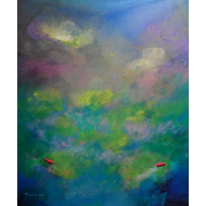 Painting titled "Abstract Whirling D…" by Khusro Subzwari, Original Art, Acrylic