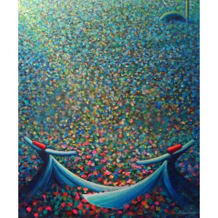 Painting titled "Multiple Whirling D…" by Khusro Subzwari, Original Art, Acrylic