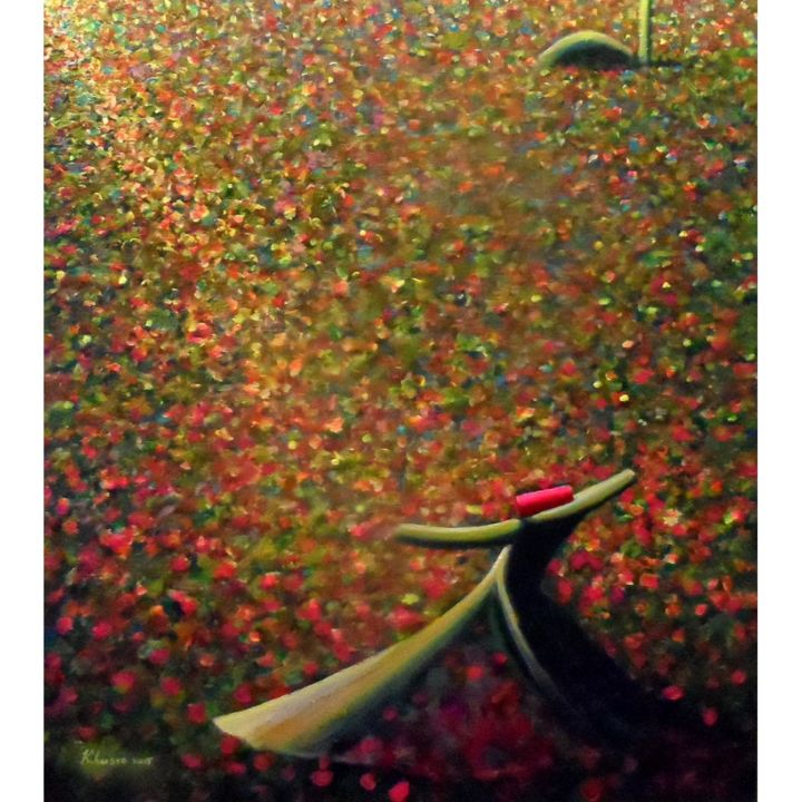 Painting titled "Orange Brown Dervis…" by Khusro Subzwari, Original Art, Acrylic