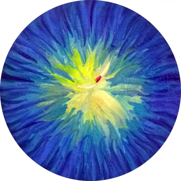 Painting titled "Dark Blue Round Art…" by Khusro Subzwari, Original Art, Acrylic