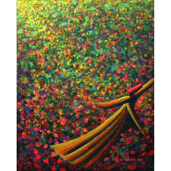Painting titled "Rainbow Themed Whir…" by Khusro Subzwari, Original Art, Acrylic
