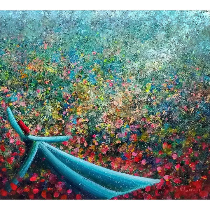 Pittura intitolato "Rainbow Colors Whir…" da Khusro Subzwari, Opera d'arte originale, Acrilico