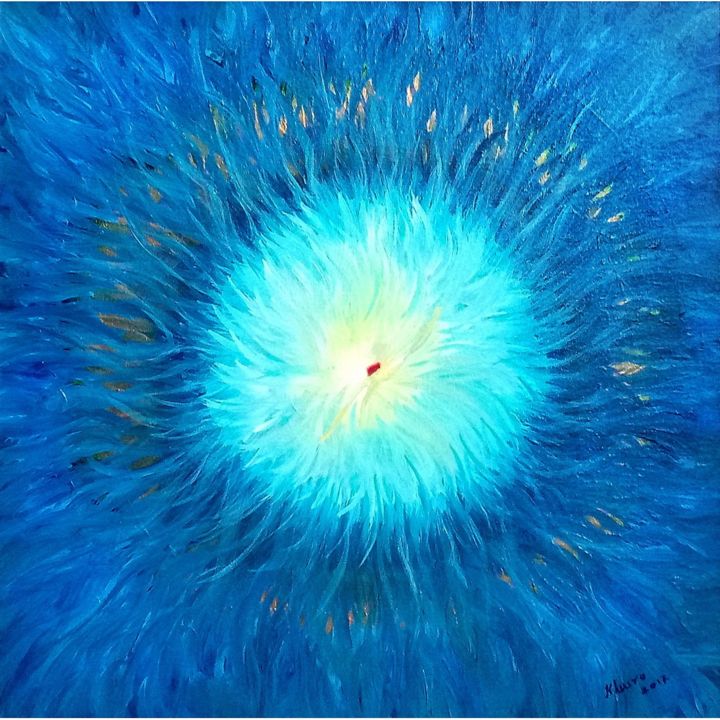 「Blue Exploding Aeri…」というタイトルの絵画 Khusro Subzwariによって, オリジナルのアートワーク, アクリル