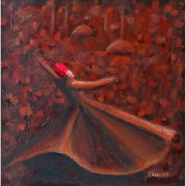 Painting titled "Brown Dervish & Mos…" by Khusro Subzwari, Original Art, Acrylic